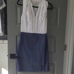 LOFT White and Navy Mini Dress